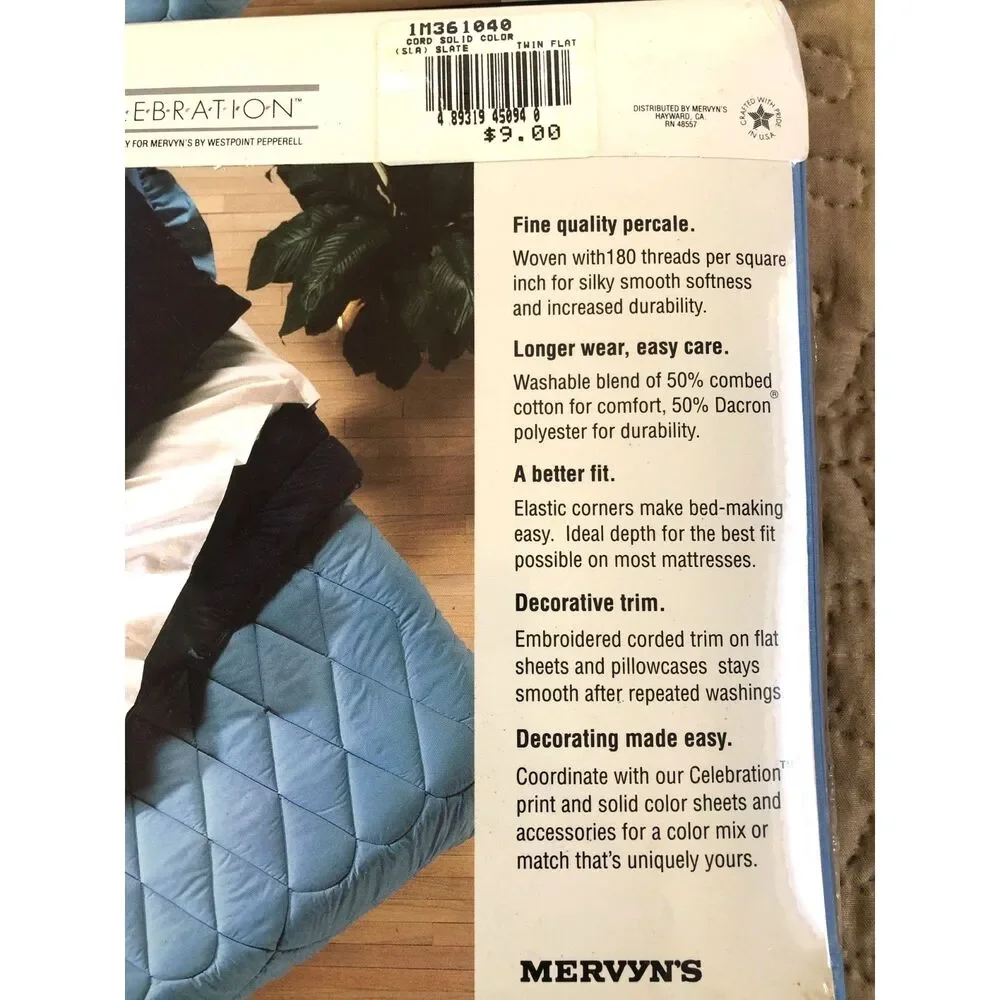 Lot 3 Vintage Mervyn's Celebration Twin Flat Sheets Blue Percale NOS Cottage USA